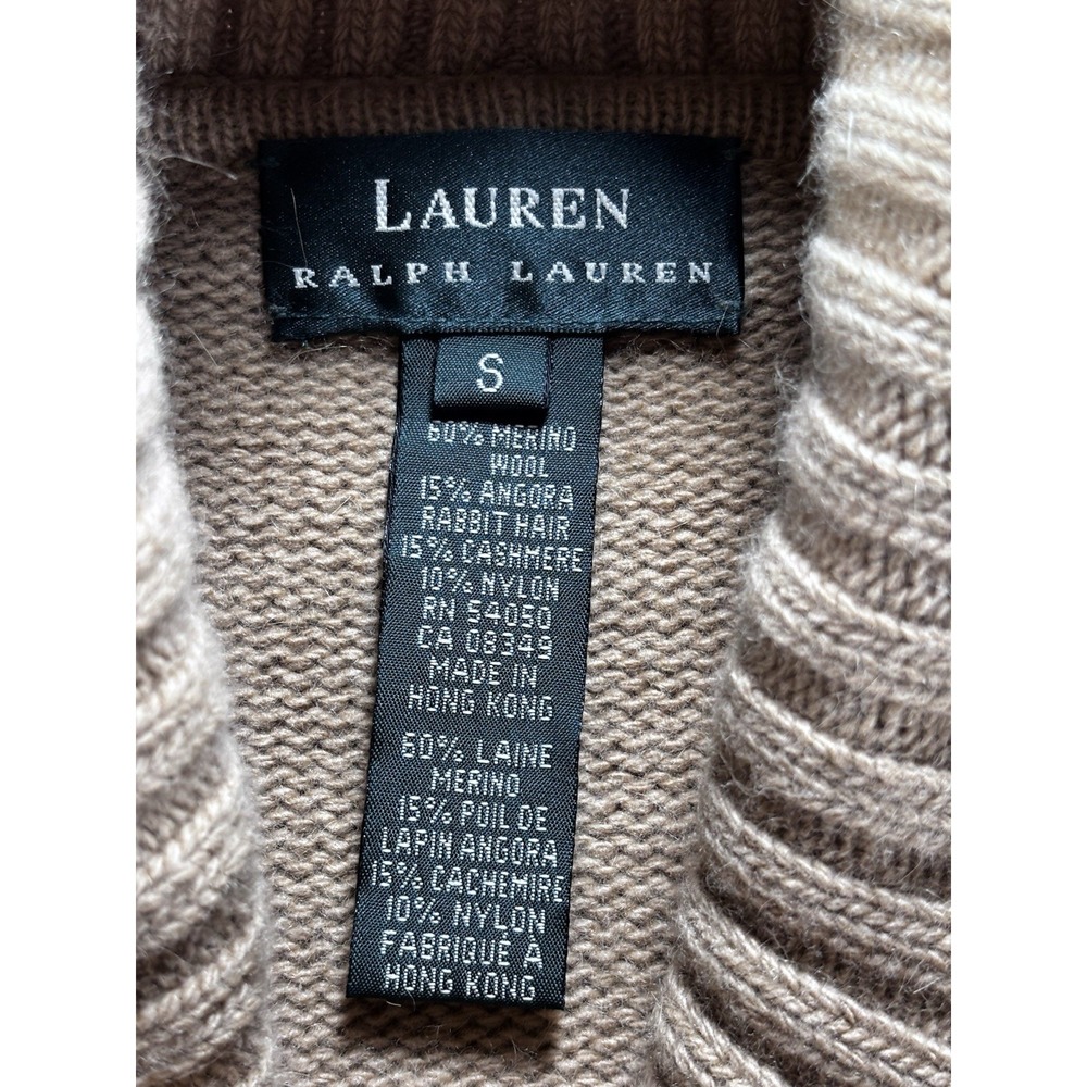 Ralph Lauren Merino Wool Angora Cashmere Tan Mock Neck Turtleneck S Old Money - Picture 6 of 9
